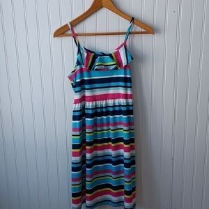 Faded Glory Girls‎ XL 14 16 Sundress Ruffles Beach Striped Blue Pink Strappy